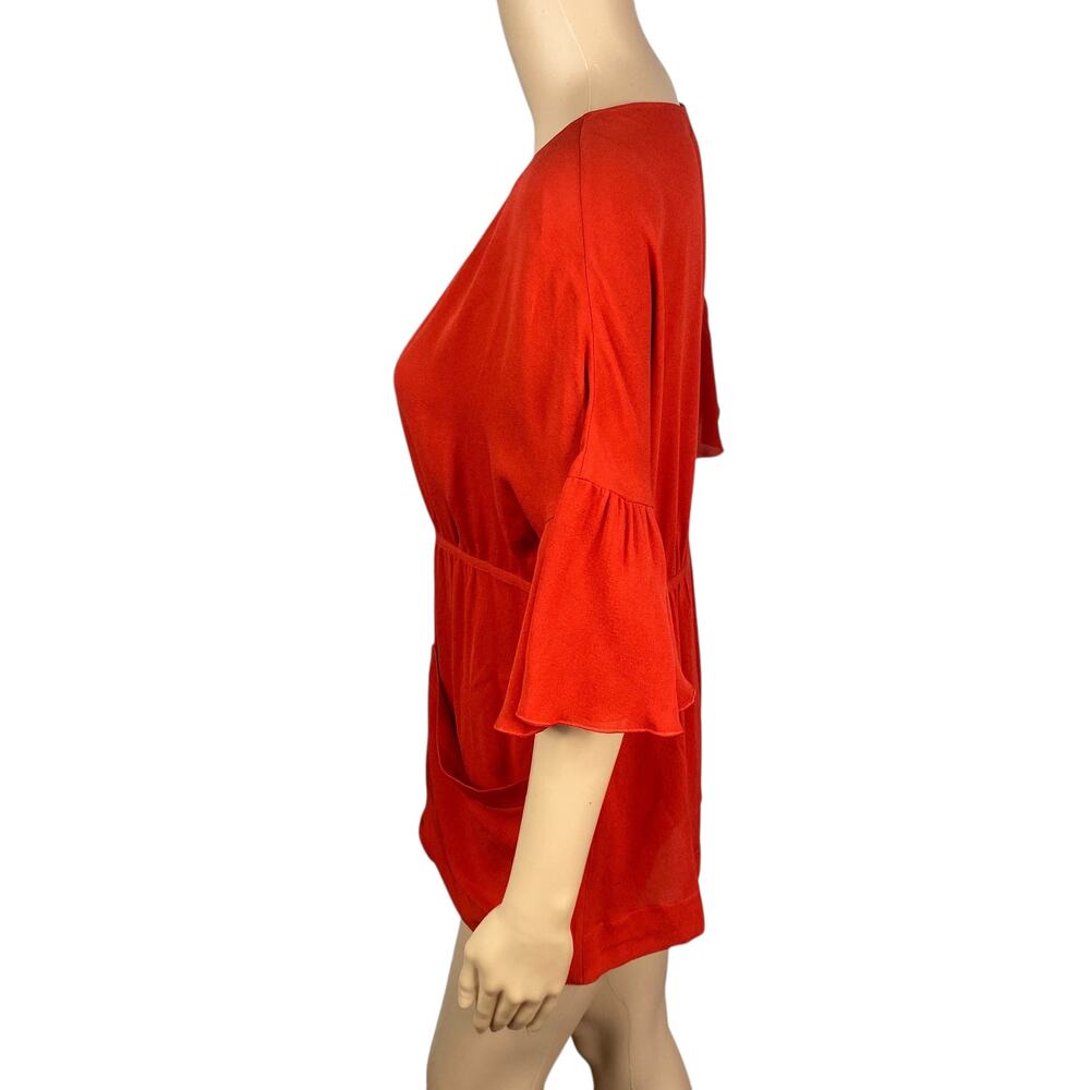 Stella McCartney Archival 2007 Burnt Orange Silk Chiffon Bell Sleeve Tunic Top S - Picture 6 of 11